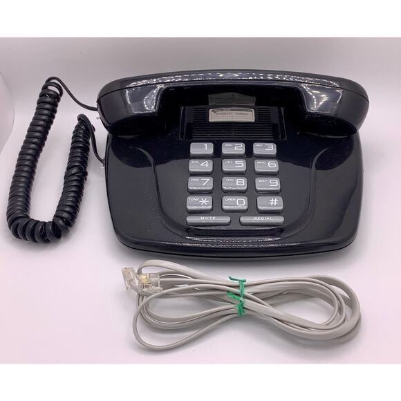 Vintage LENOXX SOUND Black Push Button Desk Phone WORKS - Picture 1 of 4